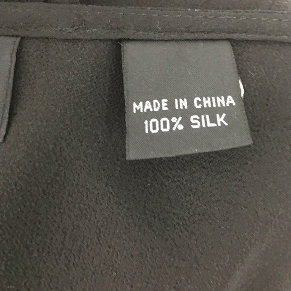 Carole Little Womens Silk Top Black Size 4 Blouse Red Semi Sheer Flower Bead VTG - Picture 10 of 10